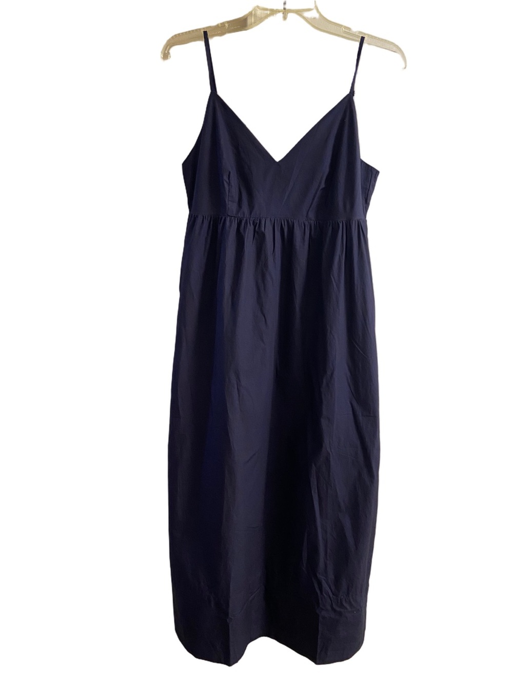 Quince Navy V-Neck Spaghetti-Strap Midi Dress Orgaic Cotton Small NWT - Picture 2 of 8
